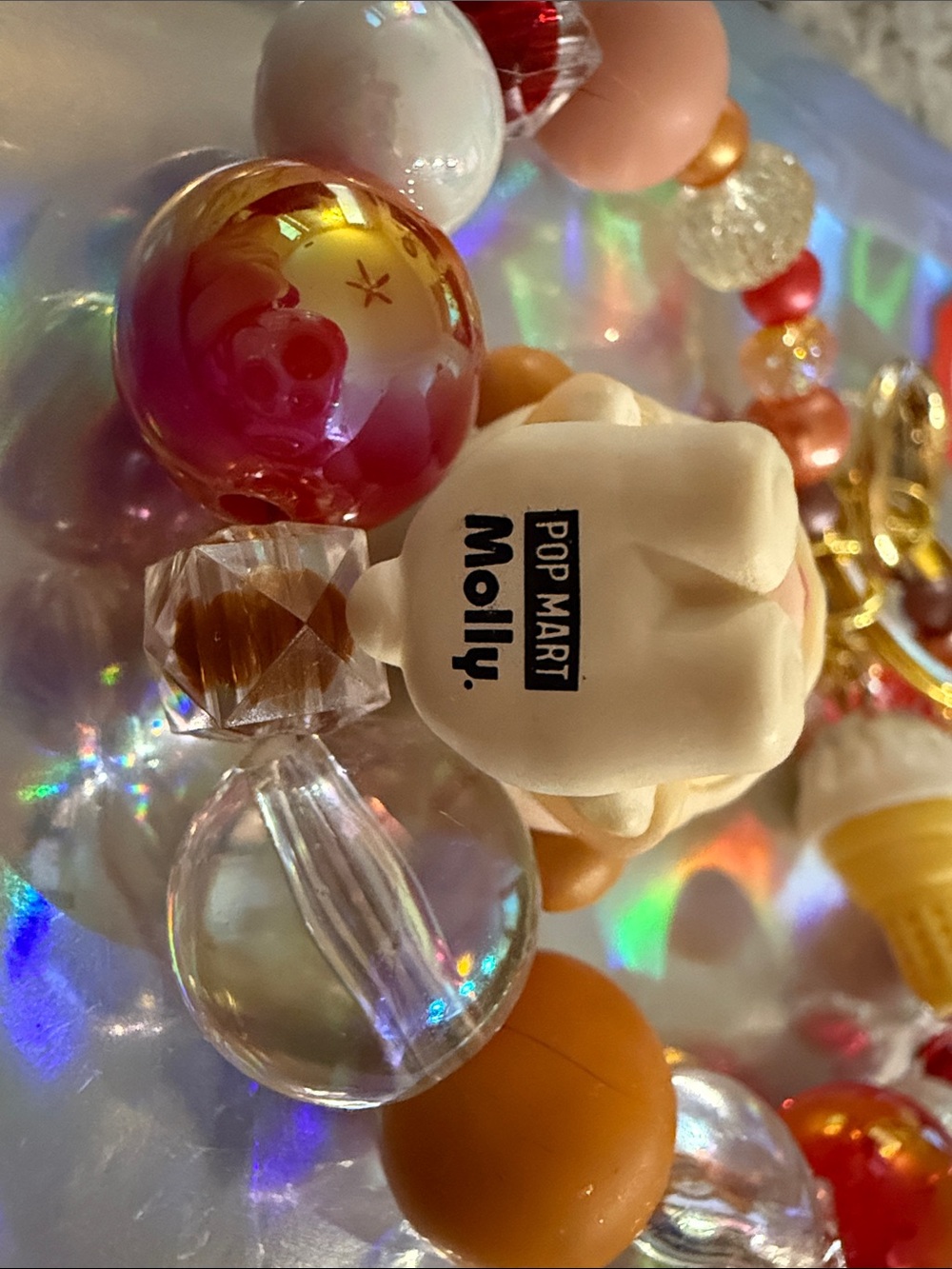 Authentic Molly Popbean, DIY, Beaded Keychain with 🍦 and 🐻 Charms! - Picture 2 of 4